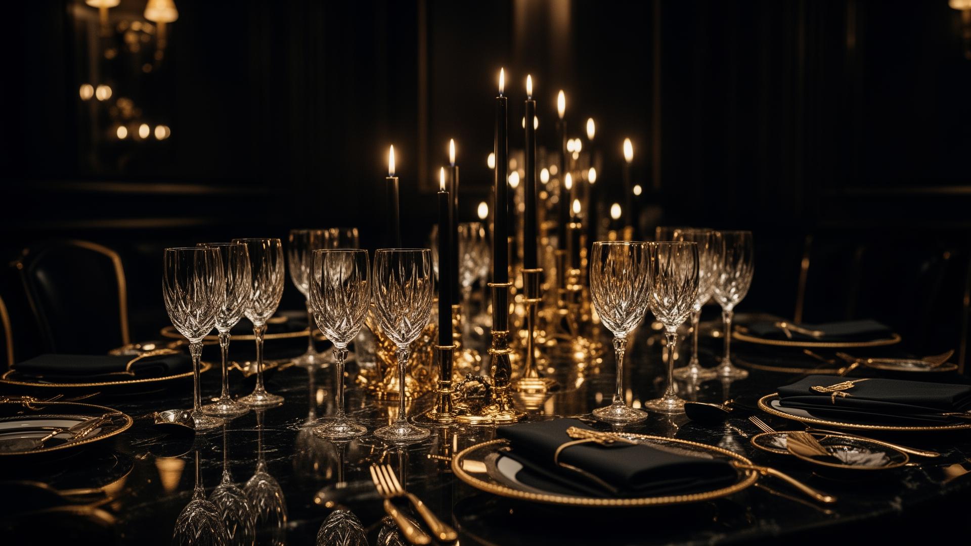 Candlelit luxury dinner table